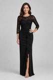 Celavie 6657-L Elegant Lace Bodice Chiffon Maxi Dress with Ruffle Detail