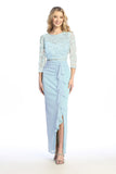 Celavie 6657-L Elegant Lace Bodice Chiffon Maxi Dress with Ruffle Detail