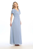 Celavie 6705-L Glitter Design A-Line Formal Dress with Flutter Sleeves