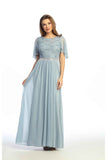 Celavie 6732-L Lace Chiffon A-Line Formal Dress with Flutter Sleeves