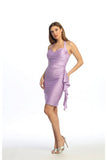 Celavie 6741-S Short Halter Sweetheart Cocktail Dress with Ruffle Detail