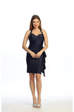 Celavie 6741-S Short Halter Sweetheart Cocktail Dress with Ruffle Detail