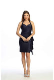 Celavie 6741-S Short Halter Sweetheart Cocktail Dress with Ruffle Detail