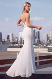 Ladivine 7434W Strapless Chiffon Fitted Off-White Dress
