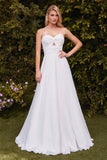 Ladivine 7435W Strapless Chiffon A-Line Off-White Dress