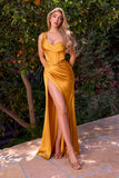 Ladivine 7448 Dress Long One Shoulder Satin Corset Gown