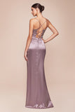 Cinderella Divine 7483 Long Satin Corset Cowl Neckline Formal Gown