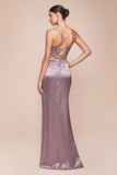 Cinderella Divine 7483 Long Satin Corset Cowl Neckline Formal Gown