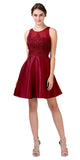 Keyhole Back Homecoming Short Dress with Pockets Burgundy