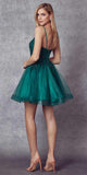 Juliet 859 Short Floral Applique Glitter Tulle A-Line Dress