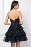 Amelia Couture 9066s Short A-Line Ruffled Layered Tulle Skirt Strapless Scoop