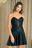Amelia Couture 9071s Short Satin Strapless A-Line Dress