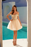 Juliet JT947L Short Off the Shoulder Homecoming A-Line Dress