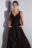 Eureka 9606 Shimmering Long Dress Appliqued Bodice