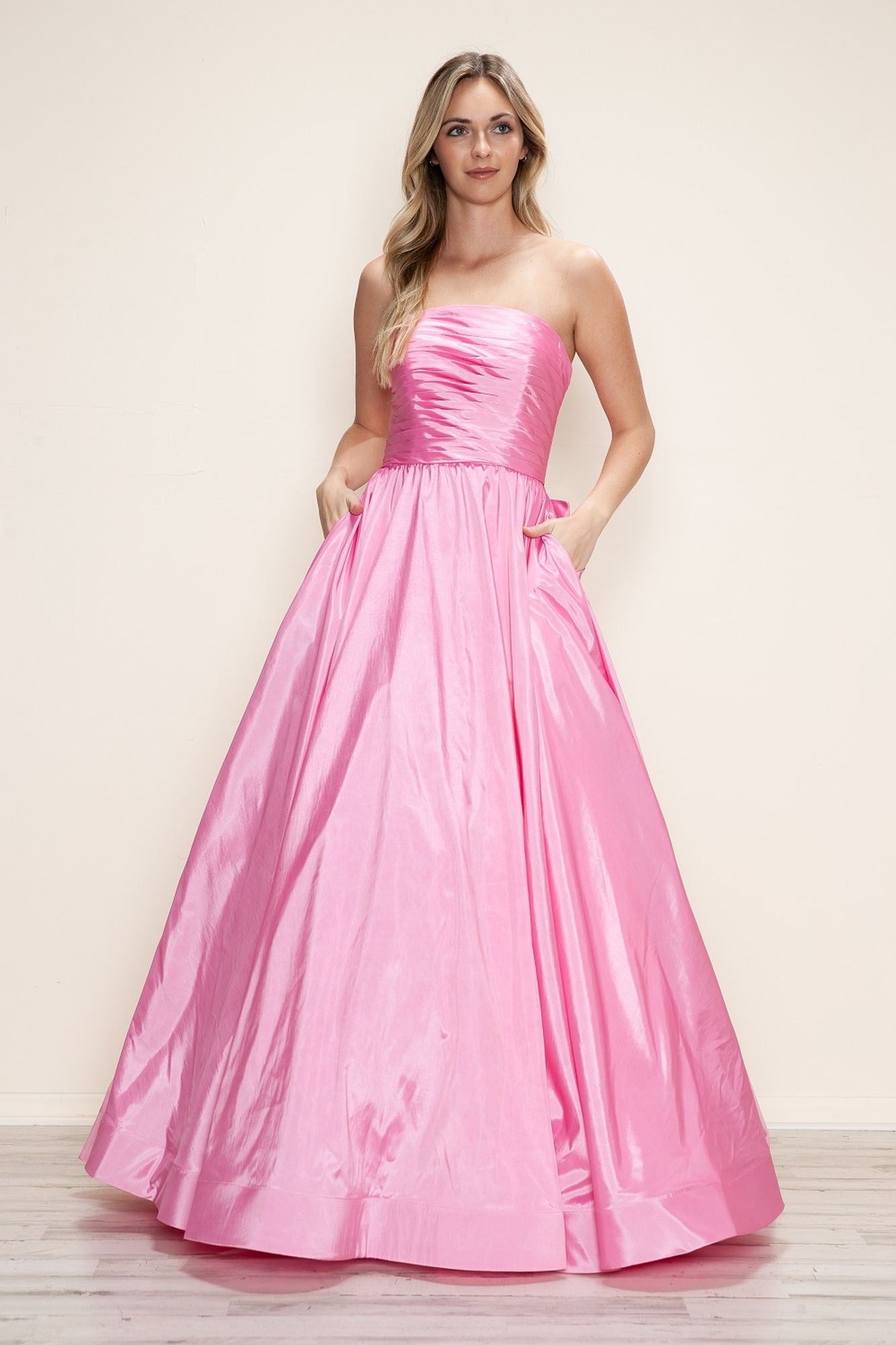 Poly USA | Ed Young 9754 Strapless A-Line Ballgown with Pockets Long Dress