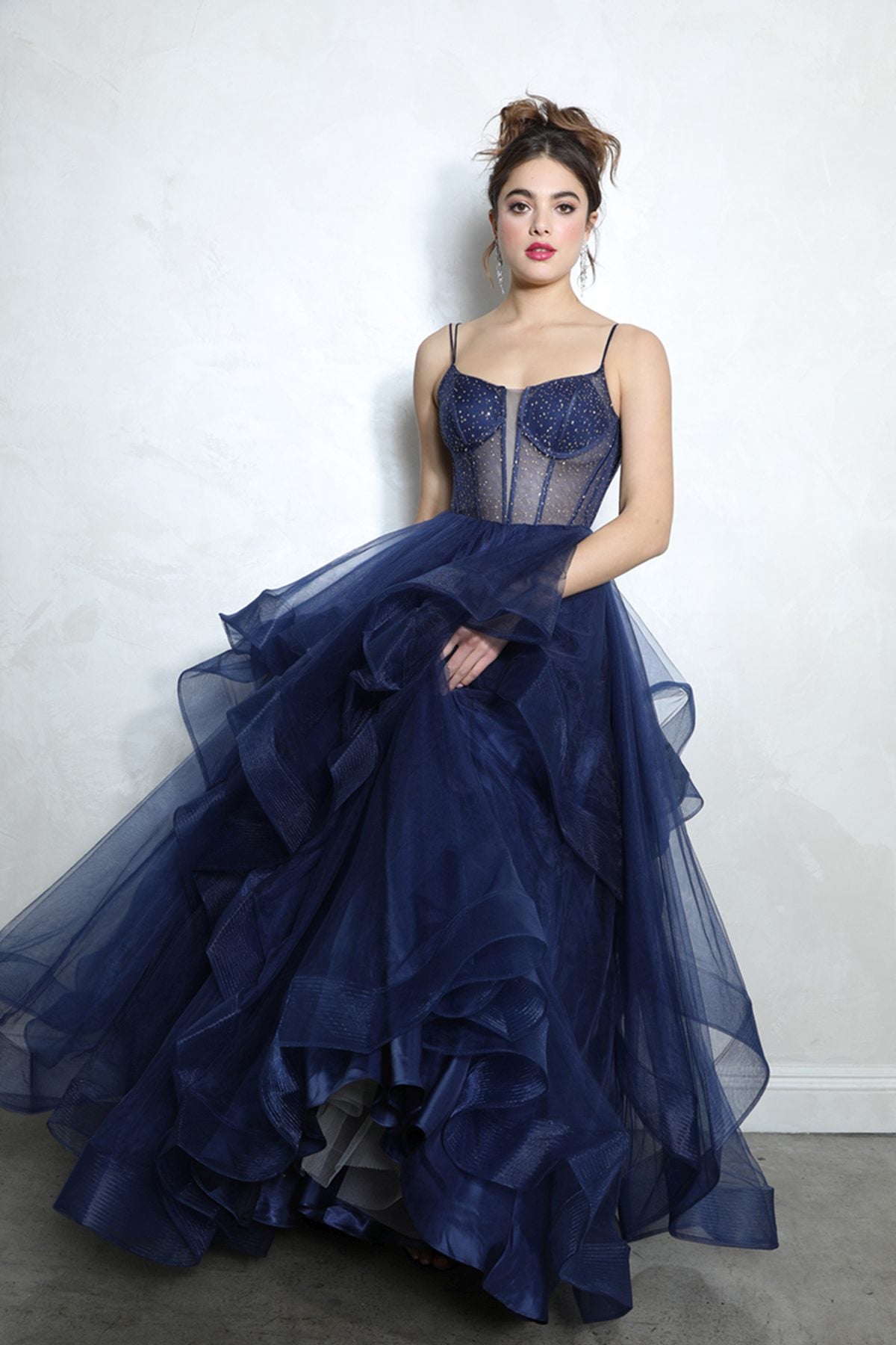 Eureka 9950 Double Strap Soft Ruffle Tulle A-Line Gown