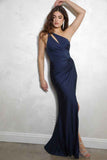 Eureka 9976 One Shoulder Strap Satin Evening Gown Open Strappy Back