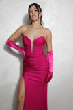 Eureka 9979 Strapless Satin Glitter Fitted Evening Gown