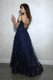 Eureka 9980 Glitter Floral Tulle Gown with 3D Floral Embellishments
