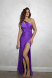 Eureka 9986 Fitted One Shoulder Glitter Satin Evening Gown