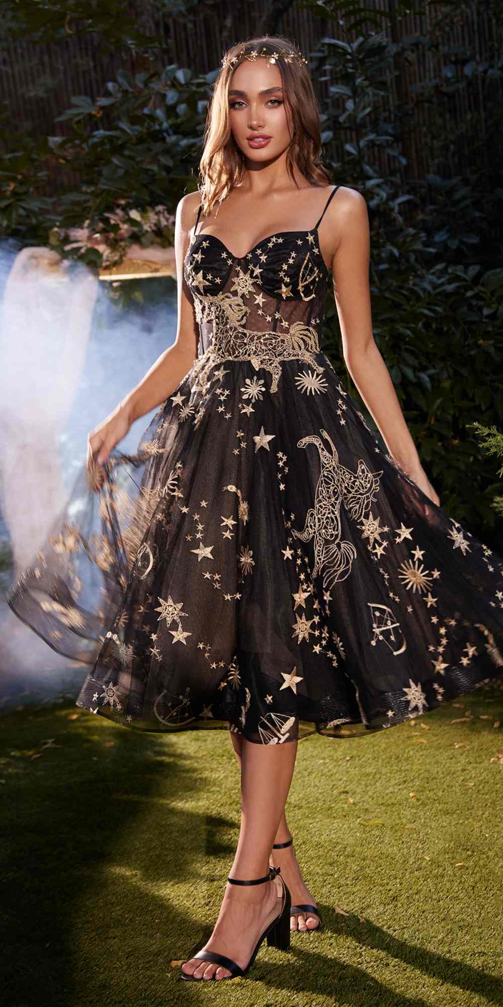 Andrea Leo A0823 Illusion Bodice Short Prom Dress Silver with