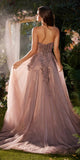 Andrea & Leo A1236 Long A-Line Halter Layered Glitter Tulle Dress