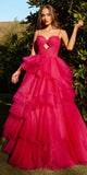 Andrea & Leo A1238 Long Keyhole Bodice Tiered Ruffled Ball Gown