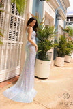 Nox Anabel A1307 Long One Shoulder Side Cut-Out Sequin Gown