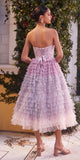 Andrea & Leo A1309 Strapless Layered Ruffled Tulle A-Line Tea Length Dress