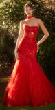 Andrea & Leo A1345 Long Strapless Red Mermaid Gown