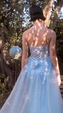Andrea & Leo A1365 Dress Strapless Overskirt Glimmering Gown - BLUE