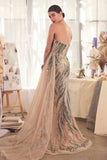 Andrea & Leo A1376 Dress One Shoulder Fitted Embellished Gown & Overskirt