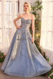Andrea & Leo A1387 Dress Strapless Embellished Tulle Ball Gown - SMOKY BLUE