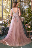 Andrea & Leo A1401 Dress Sequin Bouquet V-Neck Gown