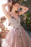 Andrea & Leo A1401 Dress Sequin Bouquet V-Neck Gown