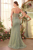 Andrea & Leo A1436 Dress Pleated Fan Bodice Fitted Pearl Gown