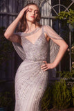 Andrea & Leo A1443 Dress Shoulder Drape Crystal Beaded Gown