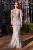 Andrea & Leo A1443 Dress Shoulder Drape Crystal Beaded Gown