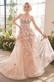 Andrea & Leo A1453 Dress Spring Floral Applique A-Line Gown