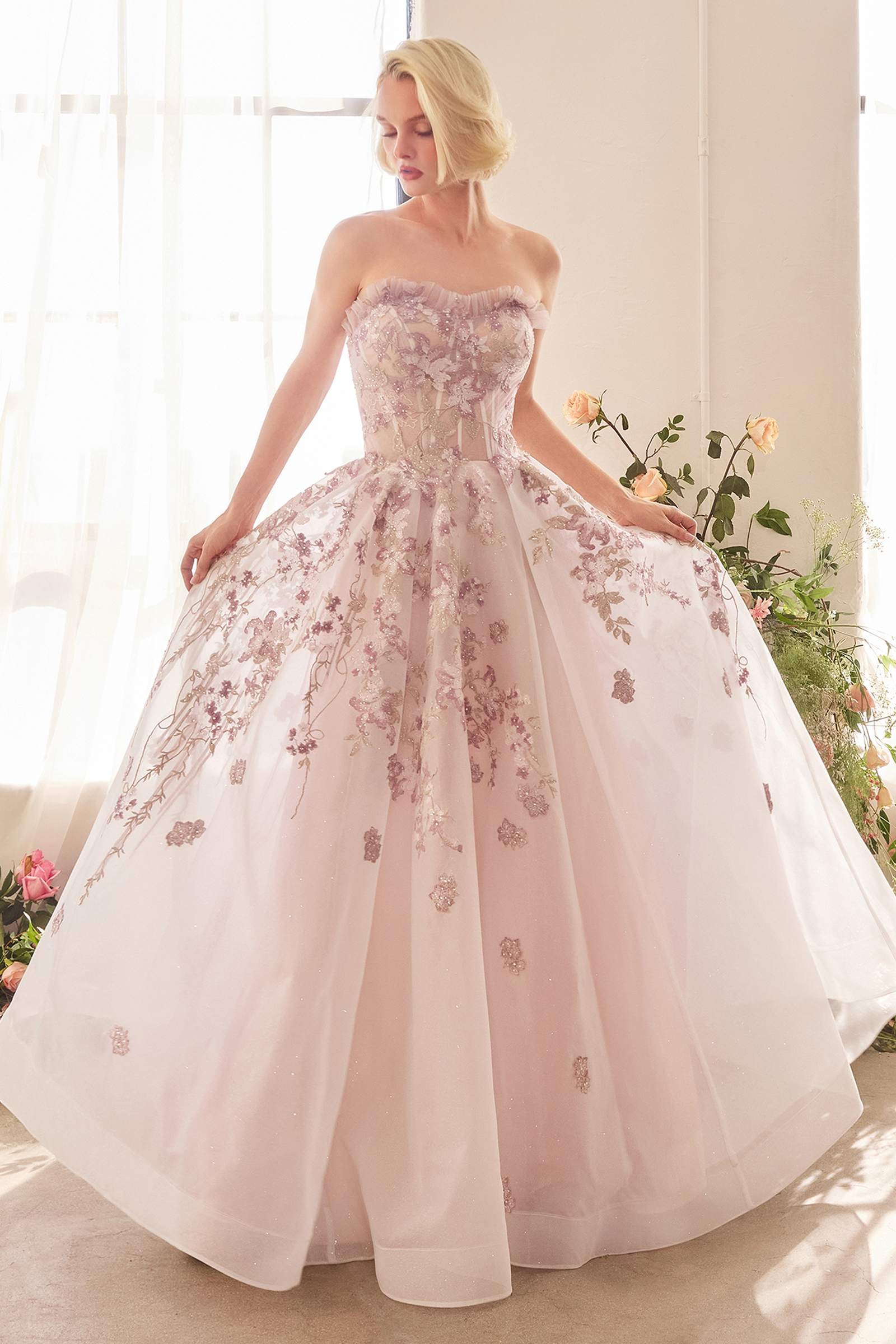 Andrea & Leo A1455 Dress Romance Embroidery A-Line Corset Gown