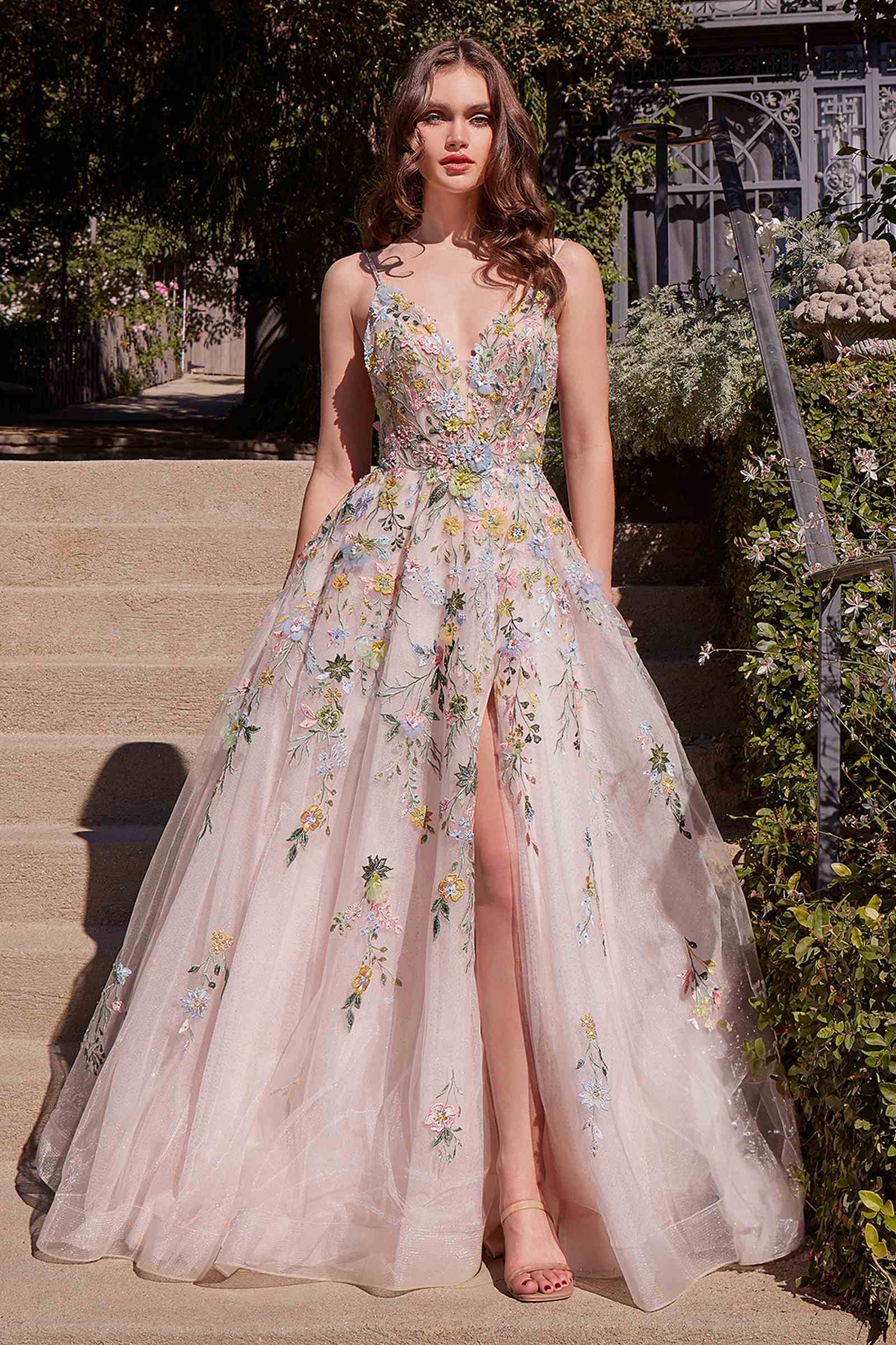 Andrea & Leo A1460 Dress Multicolor Floral A-Line Prom Gown