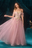 Andrea & Leo A1479 Long A-Line Off Shoulder 3D Floral Applique Gown
