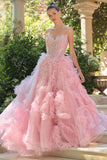 Andrea & Leo A1483 A-Line Gown Sheer Boned Bodice Strapless Fairytale