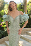 Andrea & Leo A1488 Removable Organza Sleeve Fitted Evening Gown