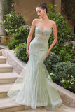 Andrea & Leo A1492 Starburst Beaded Pattern Fitted Mermaid Gown