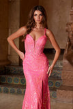 Nox Anabel A1583 Sleeveless V-Neck Fully Sequined Gown with Slit