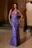 Nox Anabel A1583 Sleeveless V-Neck Fully Sequined Gown with Slit