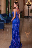 Nox Anabel A1587 Deep V-Neck Floral Sequined Tulle Dress