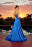 Nox Anabel A1748 Sweetheart Neck Plunging V-bodice Stretch Satin Dress