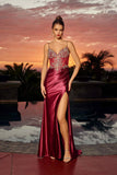 Nox Anabel A1750 Fitted Stretch Satin Formal Evening Prom Gown
